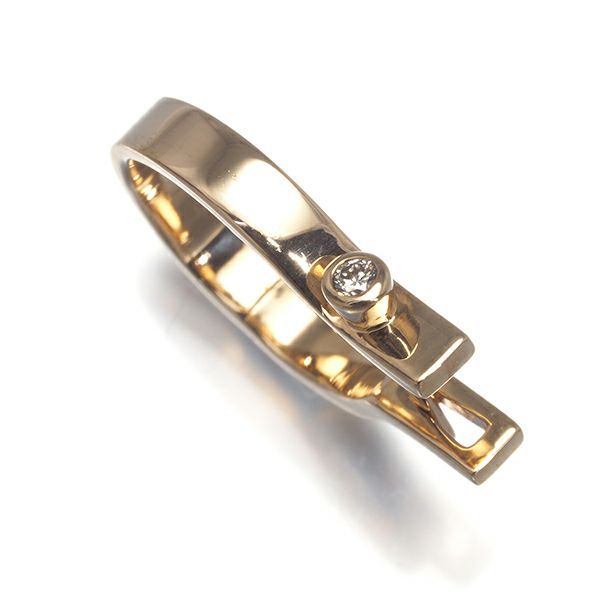 ヒロタカ ピアス ダイヤ 0.03ct インダストリア フープ 片耳 K10YG/K18YG 