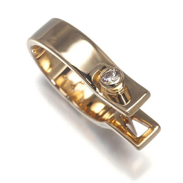 ヒロタカ ピアス ダイヤ 0.05ct インダストリア フープ 片耳 K10YG/K18YG 
