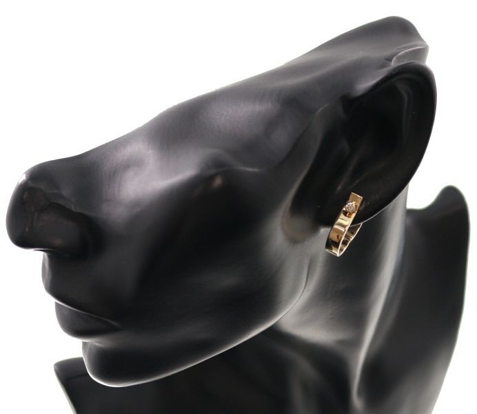 ヒロタカ ピアス ダイヤ 0.05ct インダストリア フープ 片耳 K10YG/K18YG 