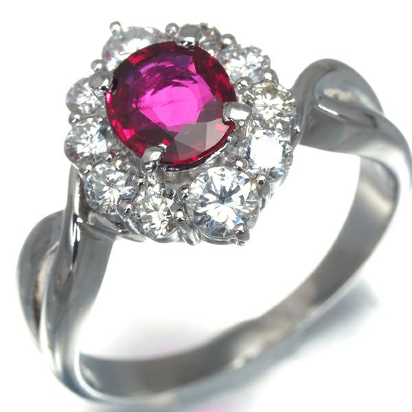 三越 リング ルビー 0.80ct ダイヤ 0.77ct  クラシック 14号 Pt900 鑑別書