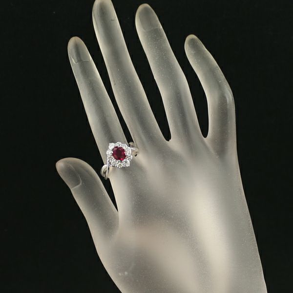 三越 リング ルビー 0.80ct ダイヤ 0.77ct  クラシック 14号 Pt900 鑑別書