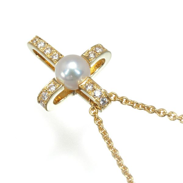 ミキモト ネックレス ベビーパール アコヤ真珠 4.8mm ダイヤ  クロス K18YG 