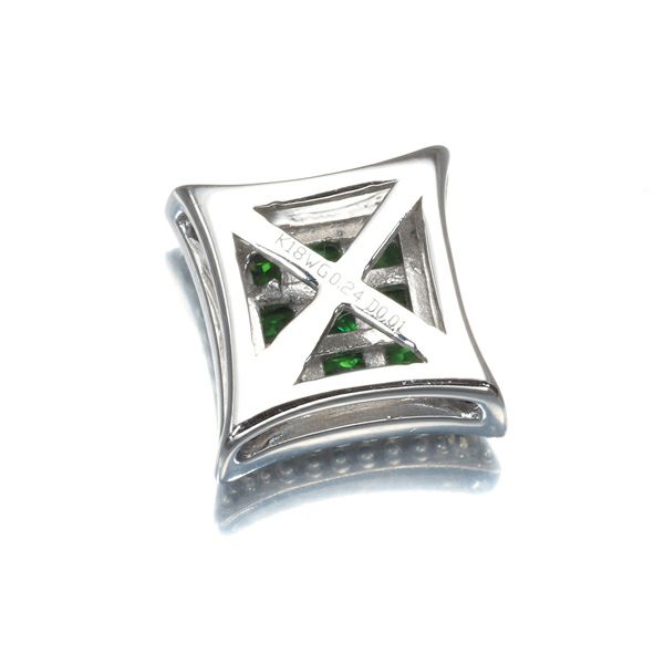グリーンガーネット 0.24ct ダイヤ 0.01ct  ミステリーセッティング ペンダントトップ K18WG 
