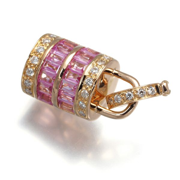 ピンクサファイア 1.00ct ダイヤ 0.15ct  ペンダントトップ K18YG 