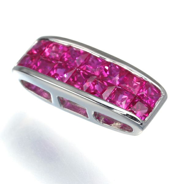 ルビー 0.93ct  ミステリーセッティング ペンダントトップ K18WG 