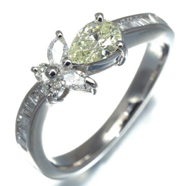 ダイヤ 0.40ct/0.36ct マーキス 4種カット  リング Pt900 