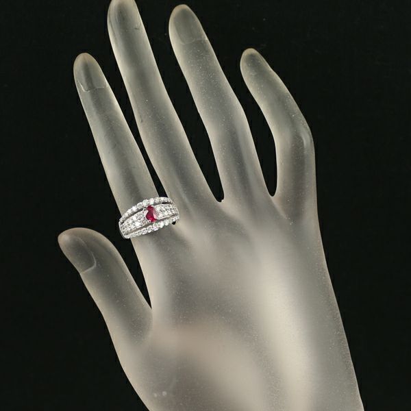 非加熱 ピジョンブラッド ルビー 0.36ct ダイヤ 0.90ct モザンビーク産  リング Pt950 鑑別書
