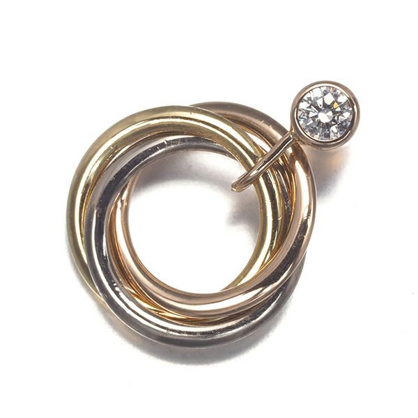 カルティエ ピアス ダイヤ トリニティ スリーカラー 片耳 K18YG/WG/PG 