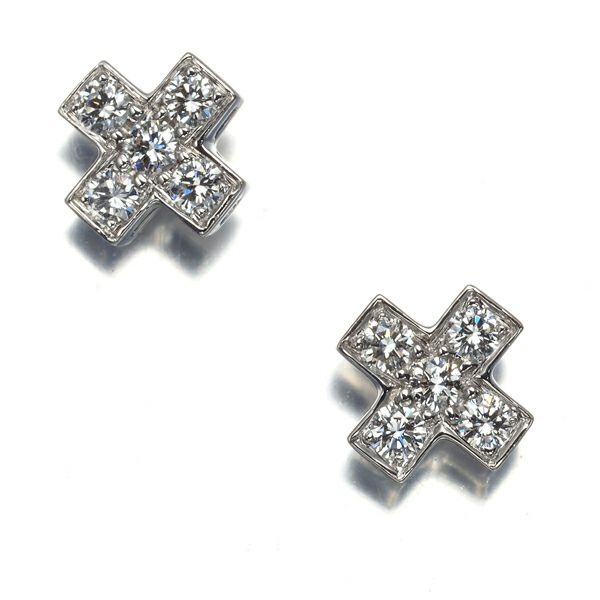 ティファニー ピアス ダイヤ クルーシーフォーム クロス  Pt950 