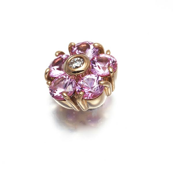 ポンテヴェキオ ピアス ピンクサファイア 0.34ct ダイヤ 0.01ct  フラワー 片耳 K18PG 