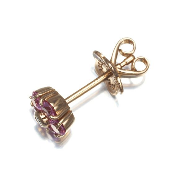 ポンテヴェキオ ピアス ピンクサファイア 0.34ct ダイヤ 0.01ct  フラワー 片耳 K18PG 