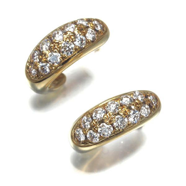 ミキモト ピアス ダイヤ  パヴェ ハーフフープ K18YG 