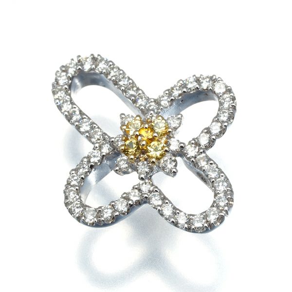 ポンテヴェキオ ペンダントトップ ダイヤ 0.69ct イエローサファイア 0.16ct クロス K18WG/YG