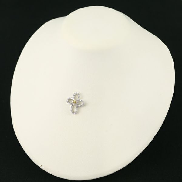 ポンテヴェキオ ペンダントトップ ダイヤ 0.69ct イエローサファイア 0.16ct クロス K18WG/YG