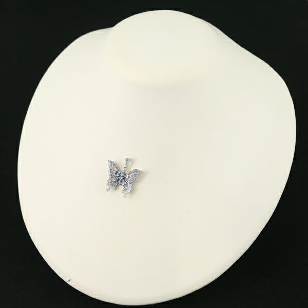 サファイア 0.64ct ダイヤ 0.42ct パライバトルマリン 0.08ct 蝶 ペンダントトップ K18WG
