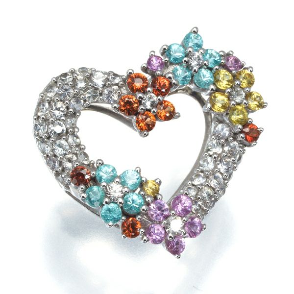 パライバトルマリン 0.24ct サファイア 1.30ct ハート マルチカラー ペンダントトップ K18WG 