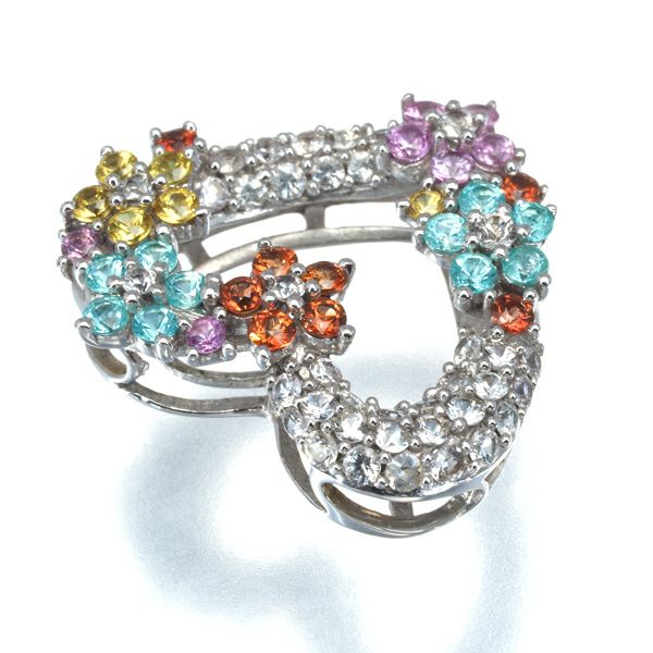 パライバトルマリン 0.24ct サファイア 1.30ct ハート マルチカラー ペンダントトップ K18WG 