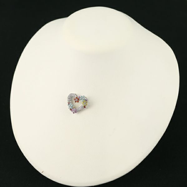 パライバトルマリン 0.24ct サファイア 1.30ct ハート マルチカラー ペンダントトップ K18WG 