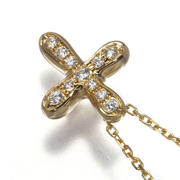 ミキモト ネックレス ダイヤ 0.13ct  クロス K18YG 