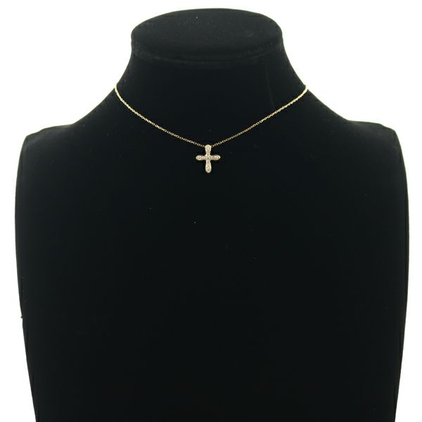 ミキモト ネックレス ダイヤ 0.13ct  クロス K18YG 