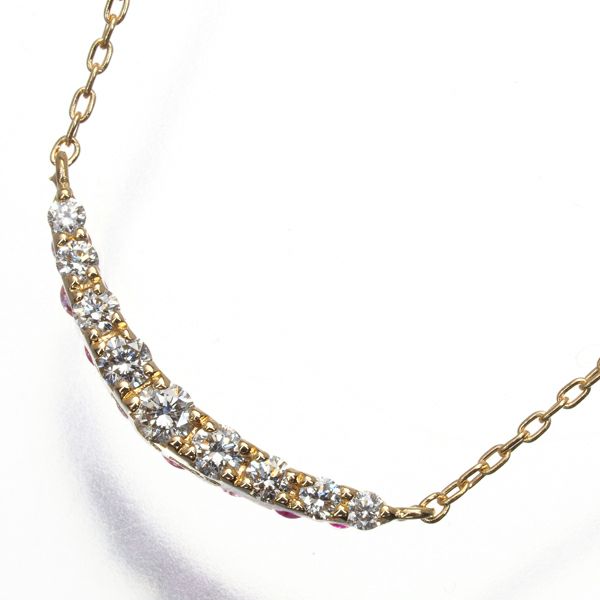 ポンテヴェキオ ネックレス ダイヤ 0.10ct ピンクサファイア 0.10ct  リバーシブル  K18YG 
