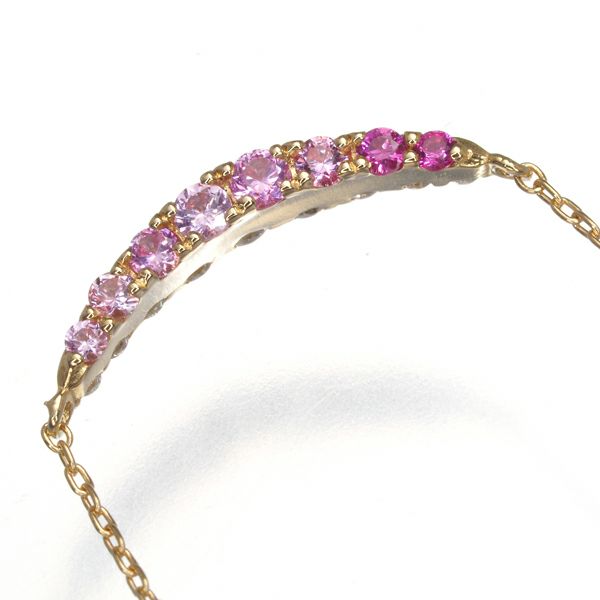 ポンテヴェキオ ネックレス ダイヤ 0.10ct ピンクサファイア 0.10ct  リバーシブル  K18YG 