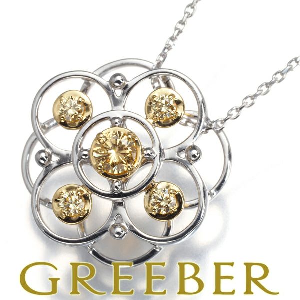 タサキ ネックレス イエローダイヤ 0.15ct/0.13ct  フラワー K18YG/WG 