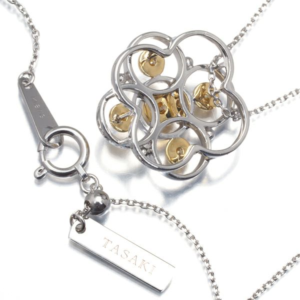 タサキ ネックレス イエローダイヤ 0.15ct/0.13ct  フラワー K18YG/WG 