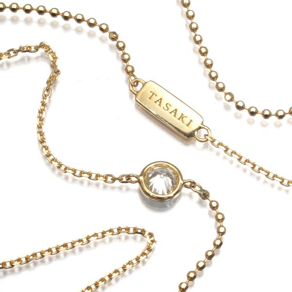 タサキ ネックレス ダイヤ 0.13ct 一粒 ロング  K18YG 