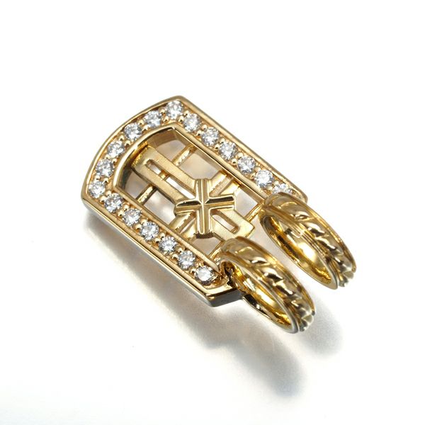 SJX ペンダントトップ ダイヤ 0.12ct  タグ フレーム S クロス K18YG 