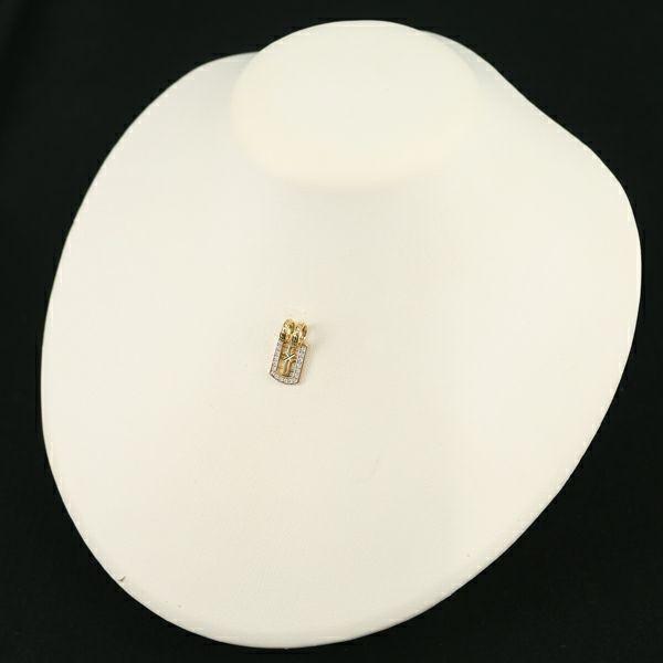 SJX ペンダントトップ ダイヤ 0.12ct  タグ フレーム S クロス K18YG 