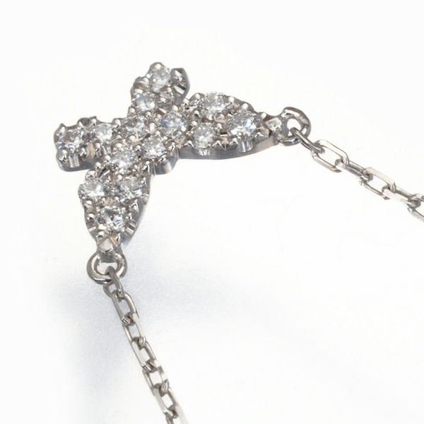 アーカー ネックレス ダイヤ 0.06ct バタフライパヴェ  K18WG 