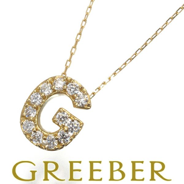 アーカー ネックレス ダイヤ 0.19ct  イニシャル G K18YG 