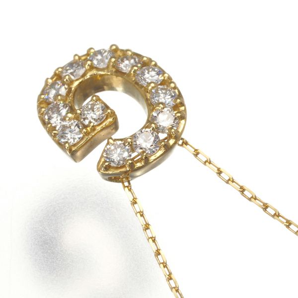 アーカー ネックレス ダイヤ 0.19ct  イニシャル G K18YG 