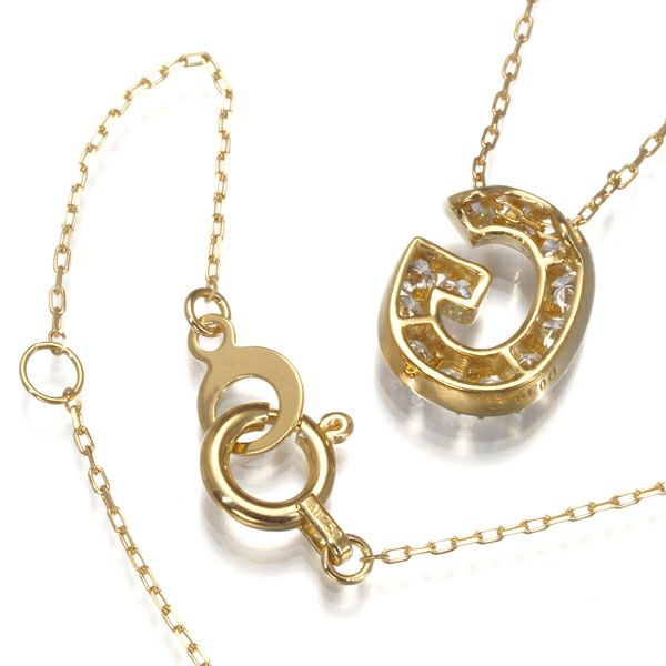 アーカー ネックレス ダイヤ 0.19ct  イニシャル G K18YG 