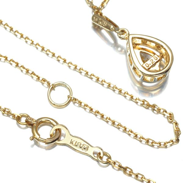 ミキモト ネックレス ダイヤ 0.26ct  一粒 ペアシェイプカット K18YG 