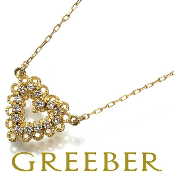 アーカー ネックレス ダイヤ 0.05ct レーシア ハート K18YG 