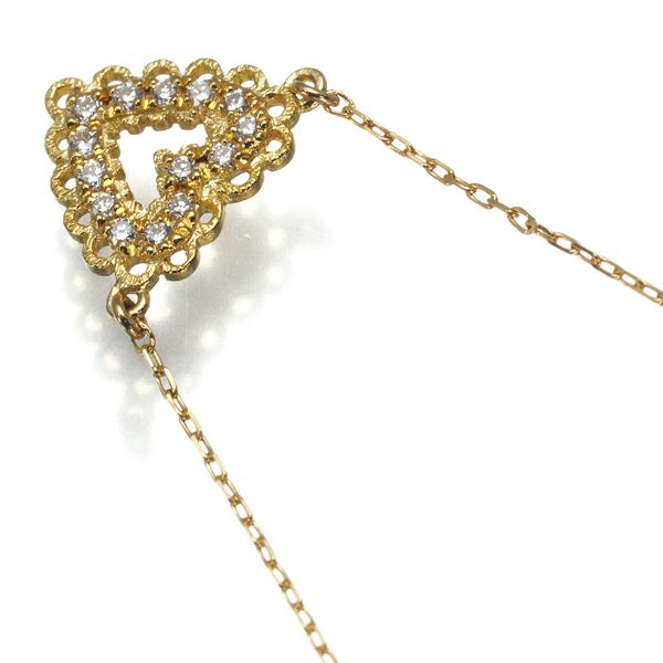 アーカー ネックレス ダイヤ 0.05ct レーシア ハート K18YG 