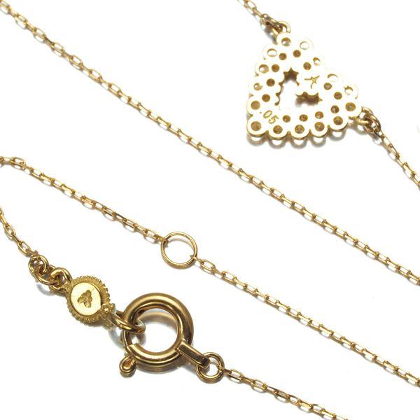 アーカー ネックレス ダイヤ 0.05ct レーシア ハート K18YG 