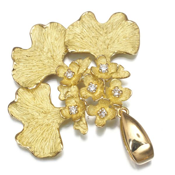 池田啓子 ペンダントトップ ダイヤ 0.12ct オンシジューム フラワー K18YG 