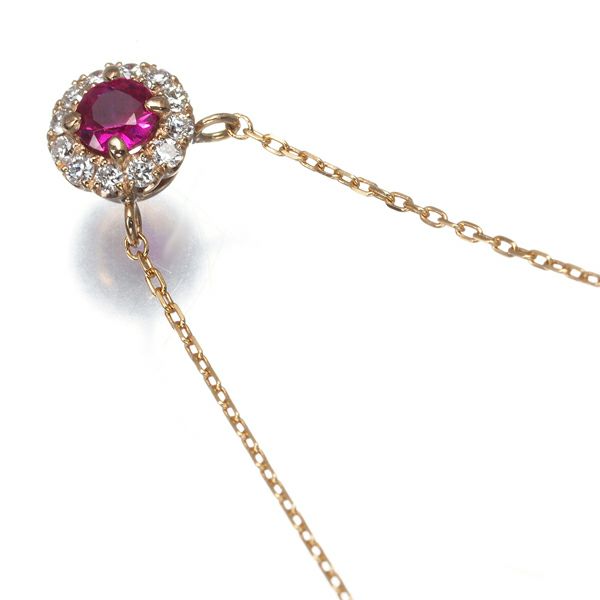 スタージュエリー ネックレス ルビー ダイヤ 0.05ct   K18PG 