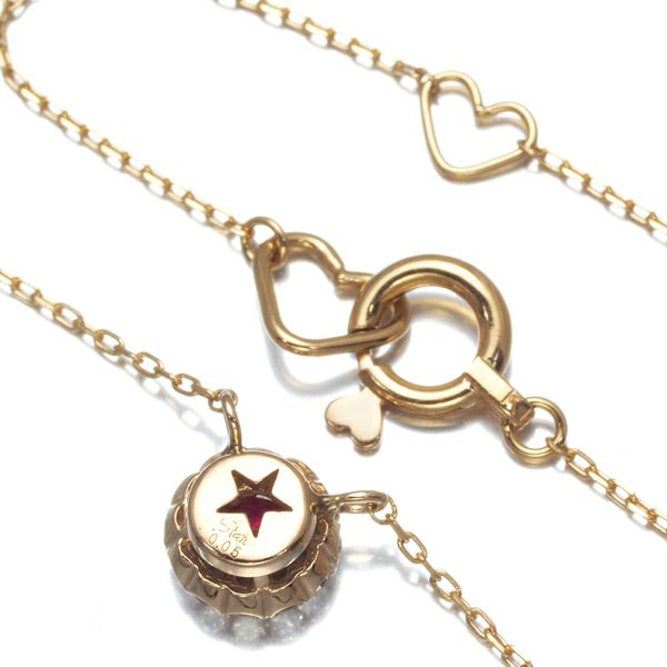 スタージュエリー ネックレス ルビー ダイヤ 0.05ct   K18PG 