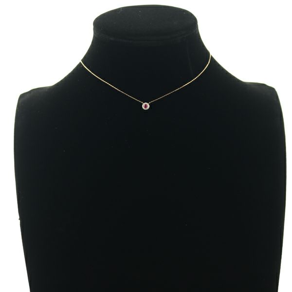 スタージュエリー ネックレス ルビー ダイヤ 0.05ct   K18PG 