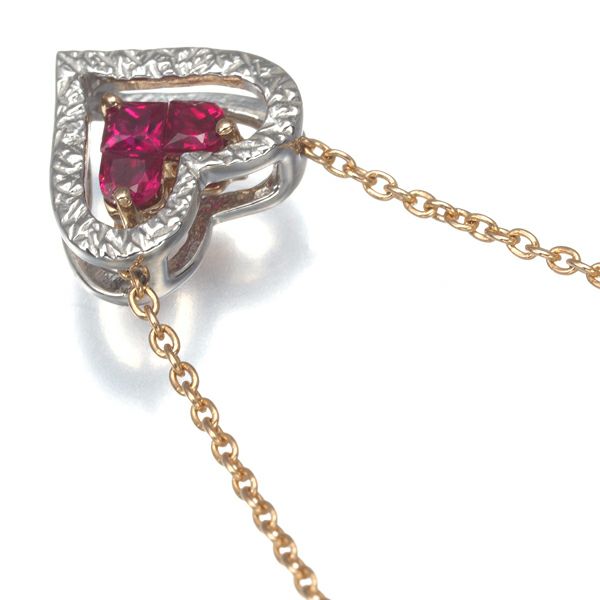 スタージュエリー ネックレス ルビー 0.18ct ミステリアスハート 2WAY K18WG/PG 