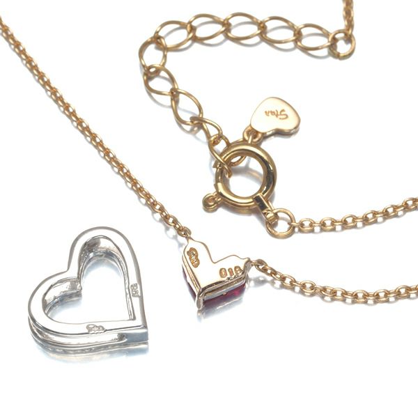 スタージュエリー ネックレス ルビー 0.18ct ミステリアスハート 2WAY K18WG/PG 