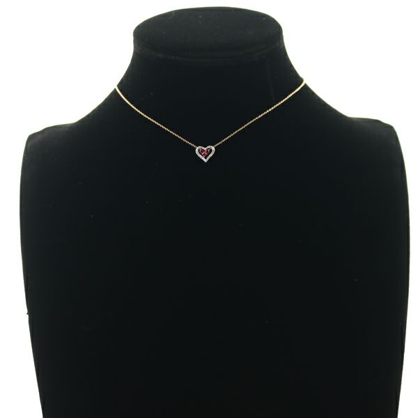 スタージュエリー ネックレス ルビー 0.18ct ミステリアスハート 2WAY K18WG/PG 