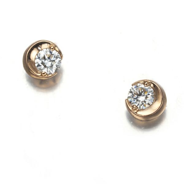 スタージュエリー ピアス ダイヤ 0.04ct/0.04ct ムーンセッティング  K18PG/YG 