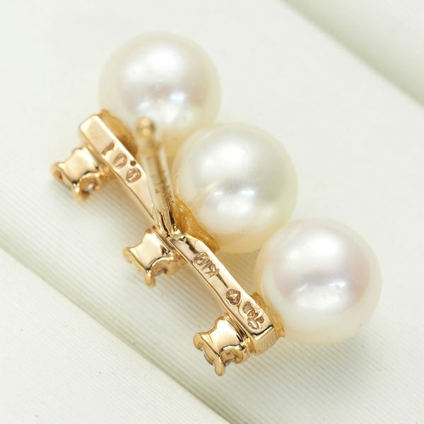 スタージュエリー ピアス パール 真珠 4.0-5.3mm ダイヤ 0.01ct/0.01ct   K10YG 
