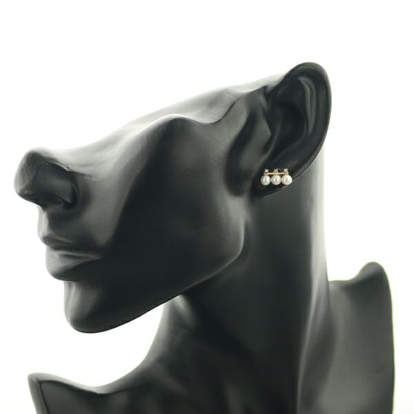 スタージュエリー ピアス パール 真珠 4.0-5.3mm ダイヤ 0.01ct/0.01ct   K10YG 