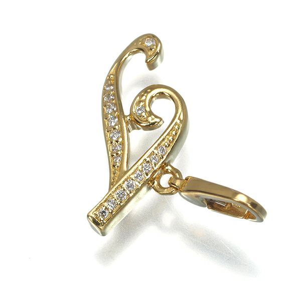 ゆきざき ペンダントトップ ダイヤ 0.04ct アルファプティ イニシャル T チャーム K18YG 